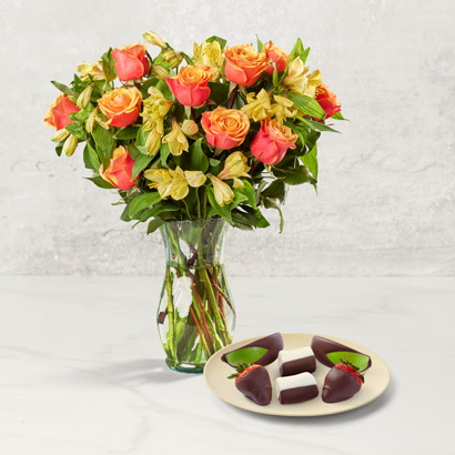 Fresher Than Ever Roses  Mixed Fruit Gift Bundle