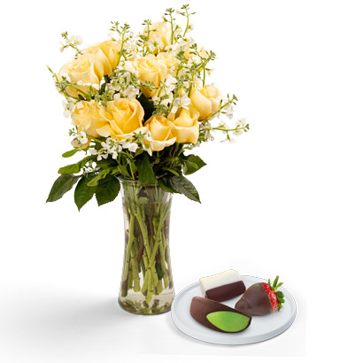 Fresher Than Ever Roses  Mixed Fruit Gift Bundle