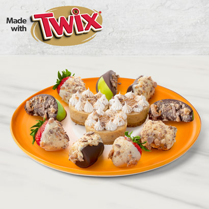 Cheesecake  ChocolateCovered Fruit Platter made with TWIX Cookie Bars