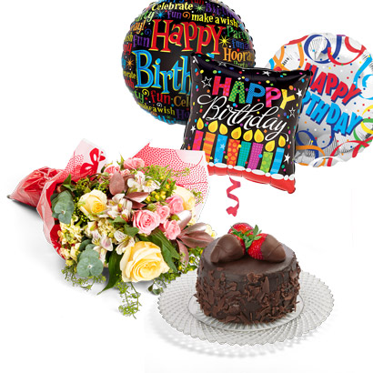 Birthday Cake Balloons  Flowers Party Kit