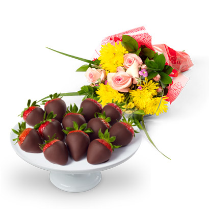 Flowers  Chocolate Covered Strawberries Gift Box