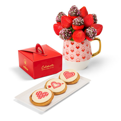 Valentines Cookies  ChocolateCovered Strawberries Bouquet