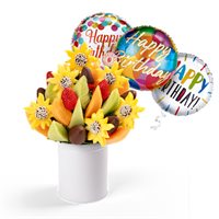 Cheerful Sunflower Arrangement  Balloons Gift Set