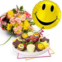 Put A Smile On Flowers  Chocolate Dessert Platter Bundle