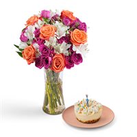 Roses  Happy Birthday Cheesecake Gift Bundle