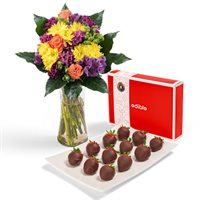 Bouquet and Dipped Berry Gift Set