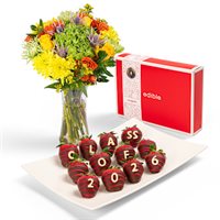Class of 2025 Chocolate Covered Strawberries Flowers Gift Set