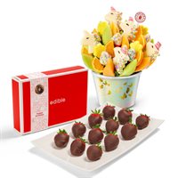 Birthday ChocolateCovered Strawberries  Unicorn Fruit Bouquet Gift Bundle