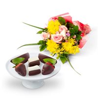 Fresh Flowers  Chocolate Assortment Gift Bundle