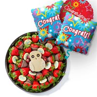 Hootin Good Time Fruit Platter  Graduation Balloon Bundle