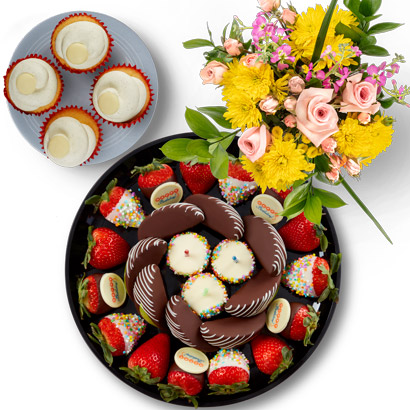 Happy Birthday Blooms  Dessert Platter Bundle